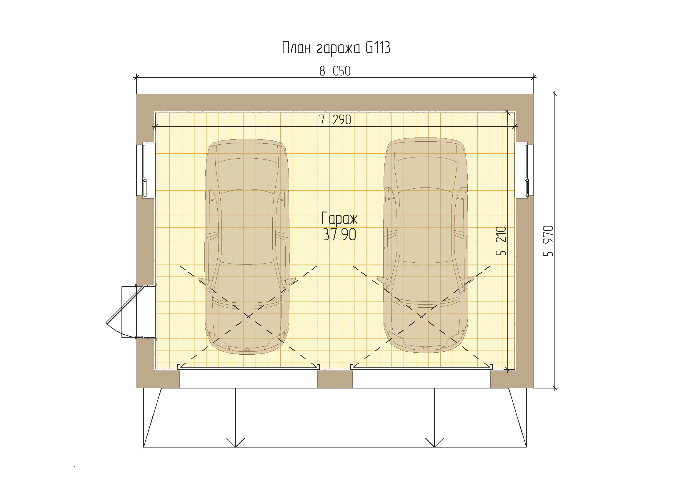 Проект классического гаража на 2 машины 