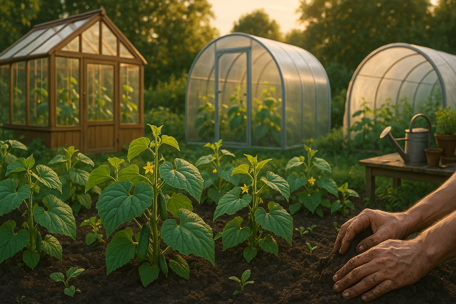 Огурцы в теплице при оптимальной температуре и правильном микроклимате