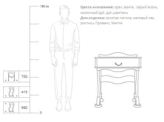 столик джульетта туалетный висан размеры