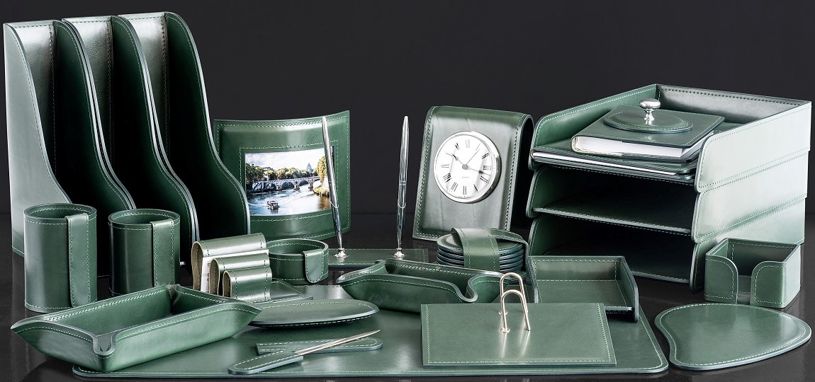 набор люкс для кабинета в зеленой коже