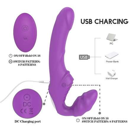 Безремневой G-spot Strapon HWOK, USB зарядка