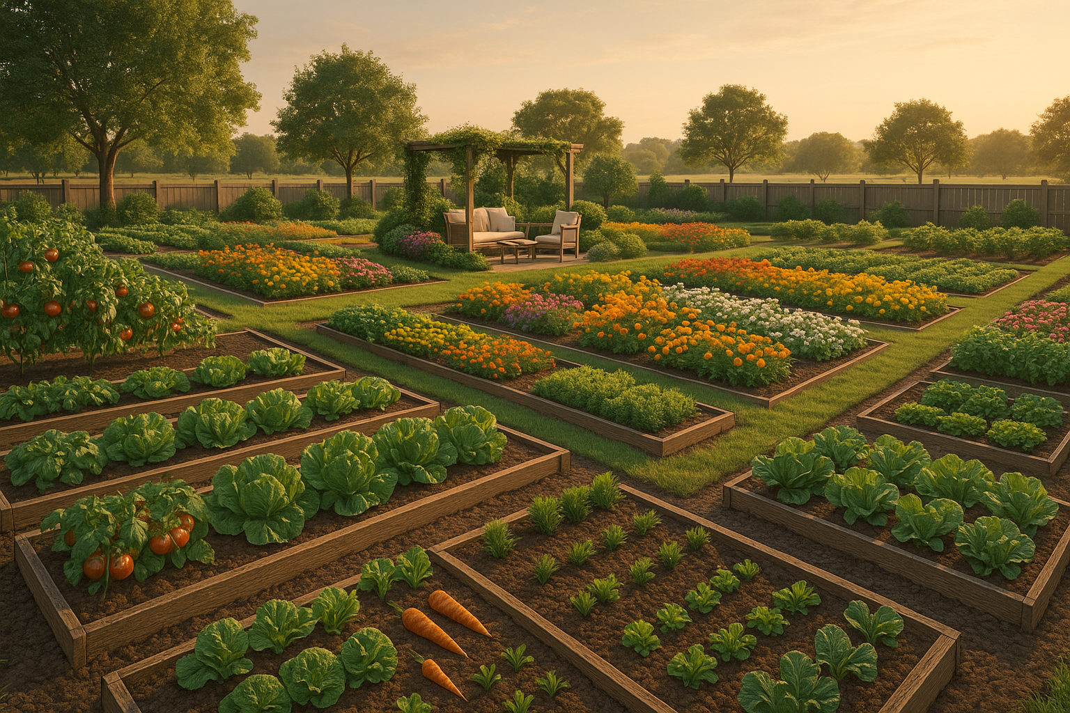 Схема планировки участка 6 соток с зонами отдыха, огорода и построек