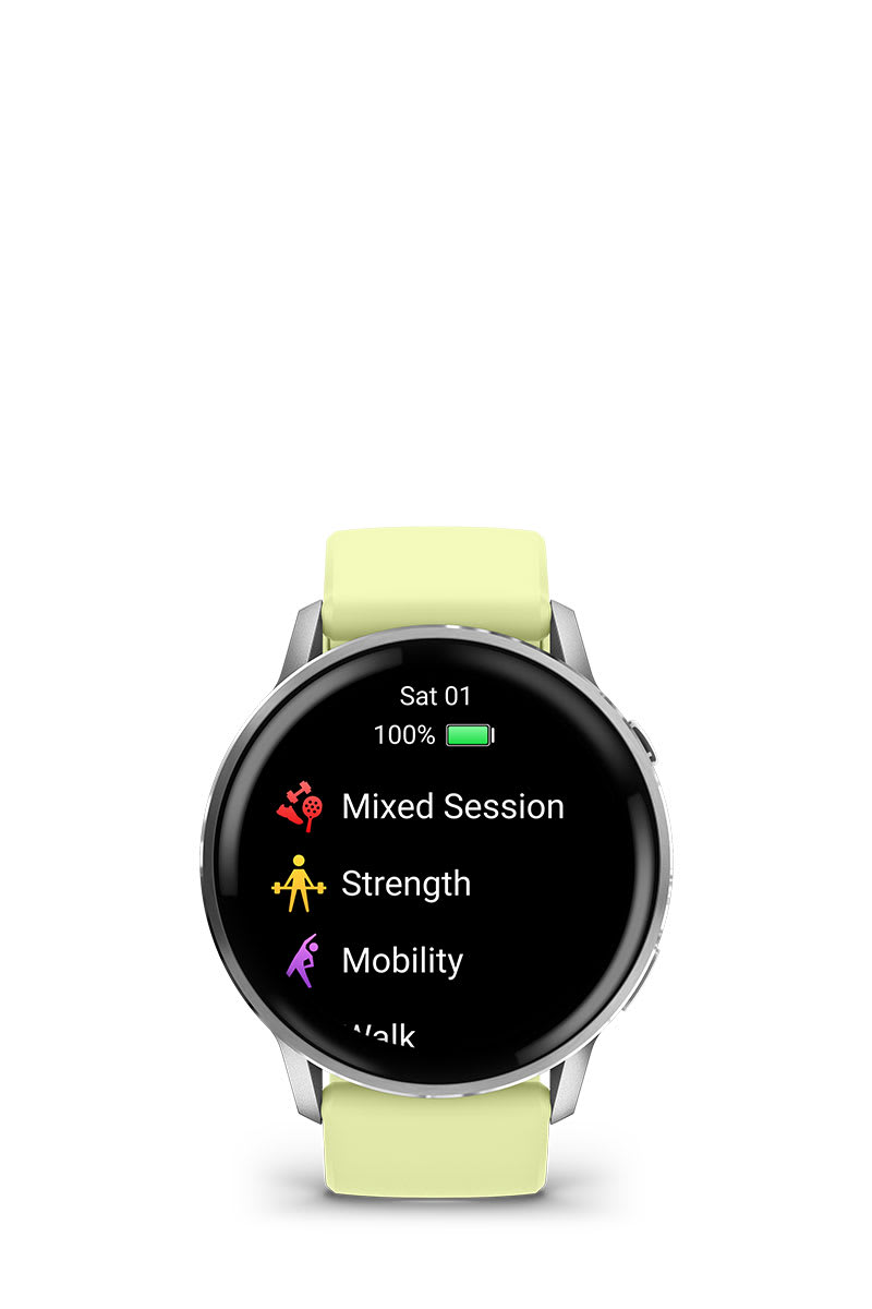 Умные часы Garmin Venu 4 - 45мм Silver with Citron Silicone band: БОЛЕЕ 100 ВАРИАНТОВ АКТИВНОСТИ