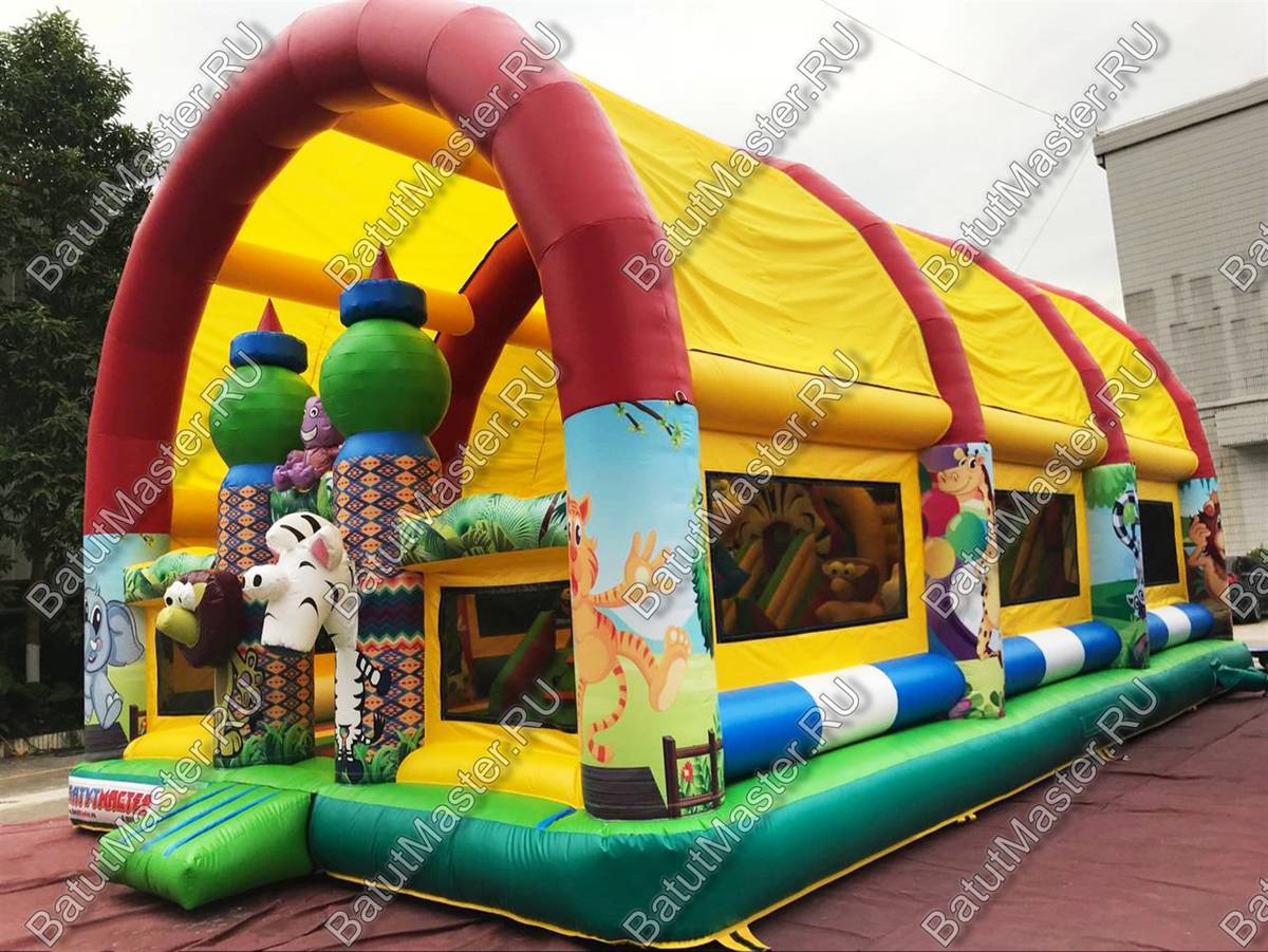 Коммерческий надувной батут «Зверята с крышей» 11*7*6 м Коммерческий надувной батут «Зверята с крышей» 11*7*6 м