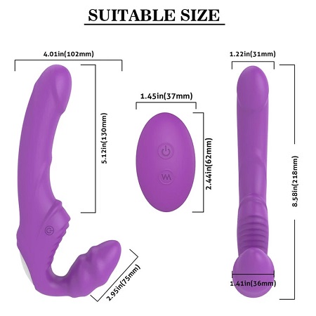 Безремневой анатомический G-spot Strapon HWOK, размеры