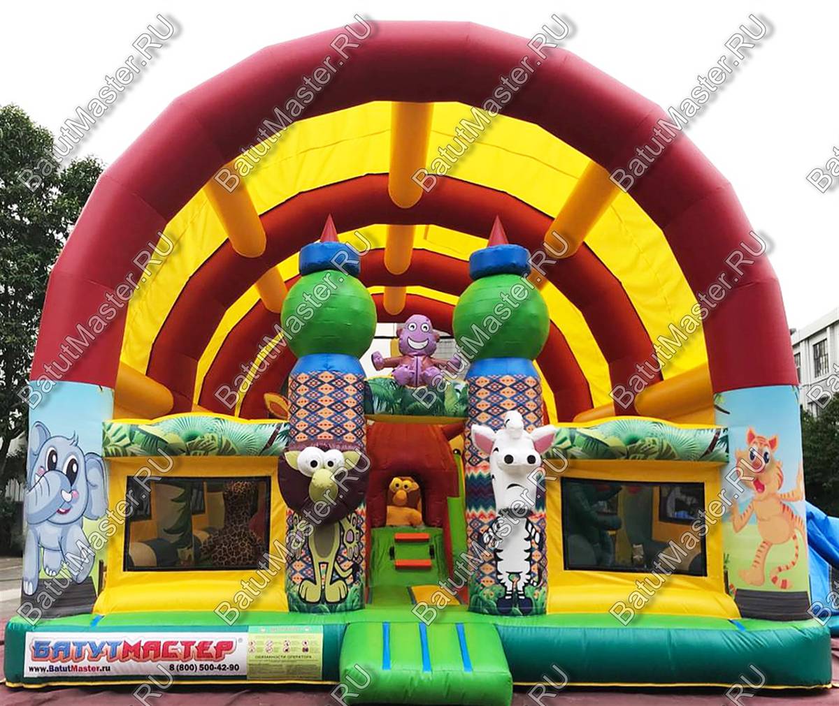 Коммерческий надувной батут «Зверята с крышей» 11*7*6 м Коммерческий надувной батут «Зверята с крышей» 11*7*6 м