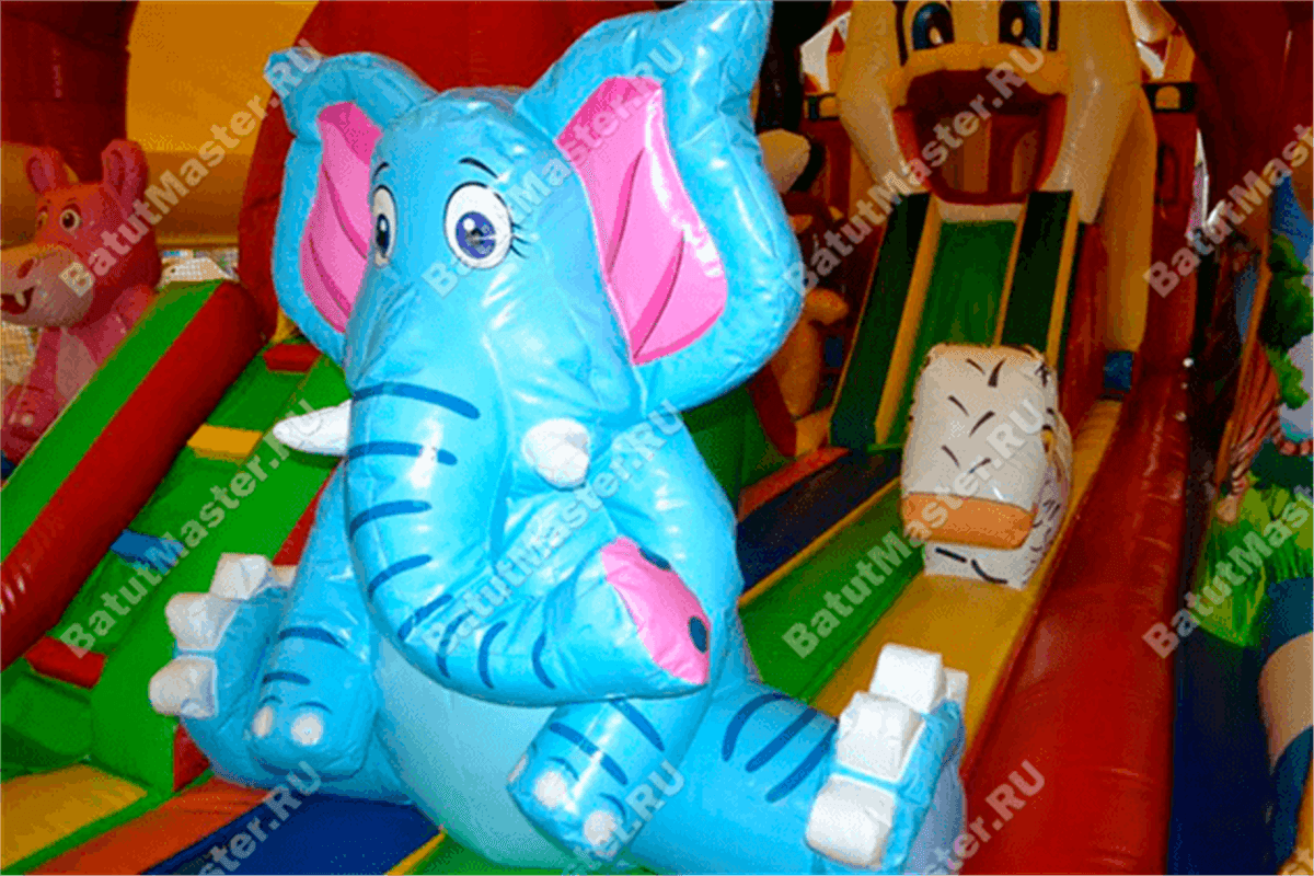 Надувной батут Зверята с крышей Надувной батут Зверята с крышей