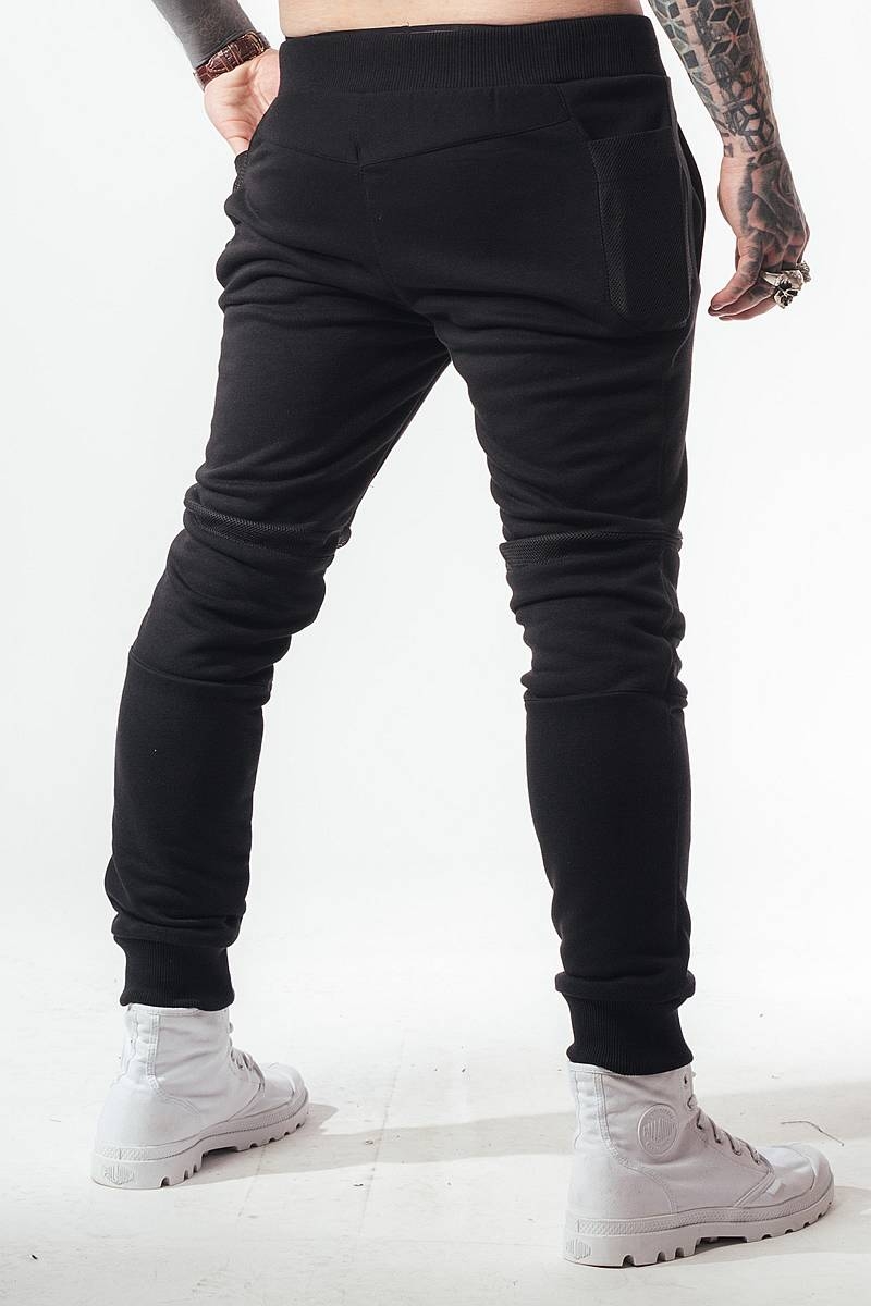 штаны трико зауженные мужские черные с резинкой внизу sb БМ-5022