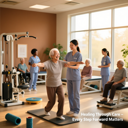<img src="rehabilitation-therapy-session-2026.jpg" alt="Patient receiving guided physical therapy in modern rehabilitation center with professional care team">