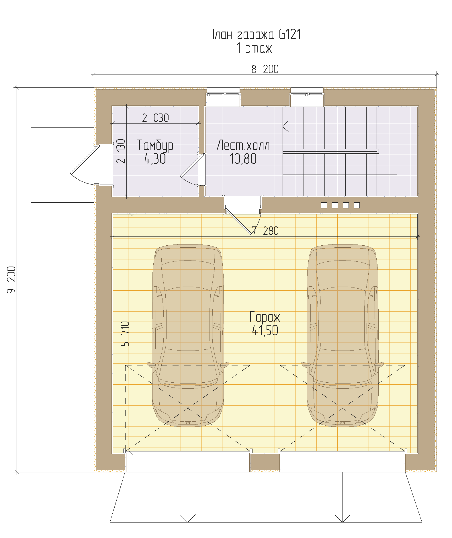 Гараж на 2 машины с мансардой G121