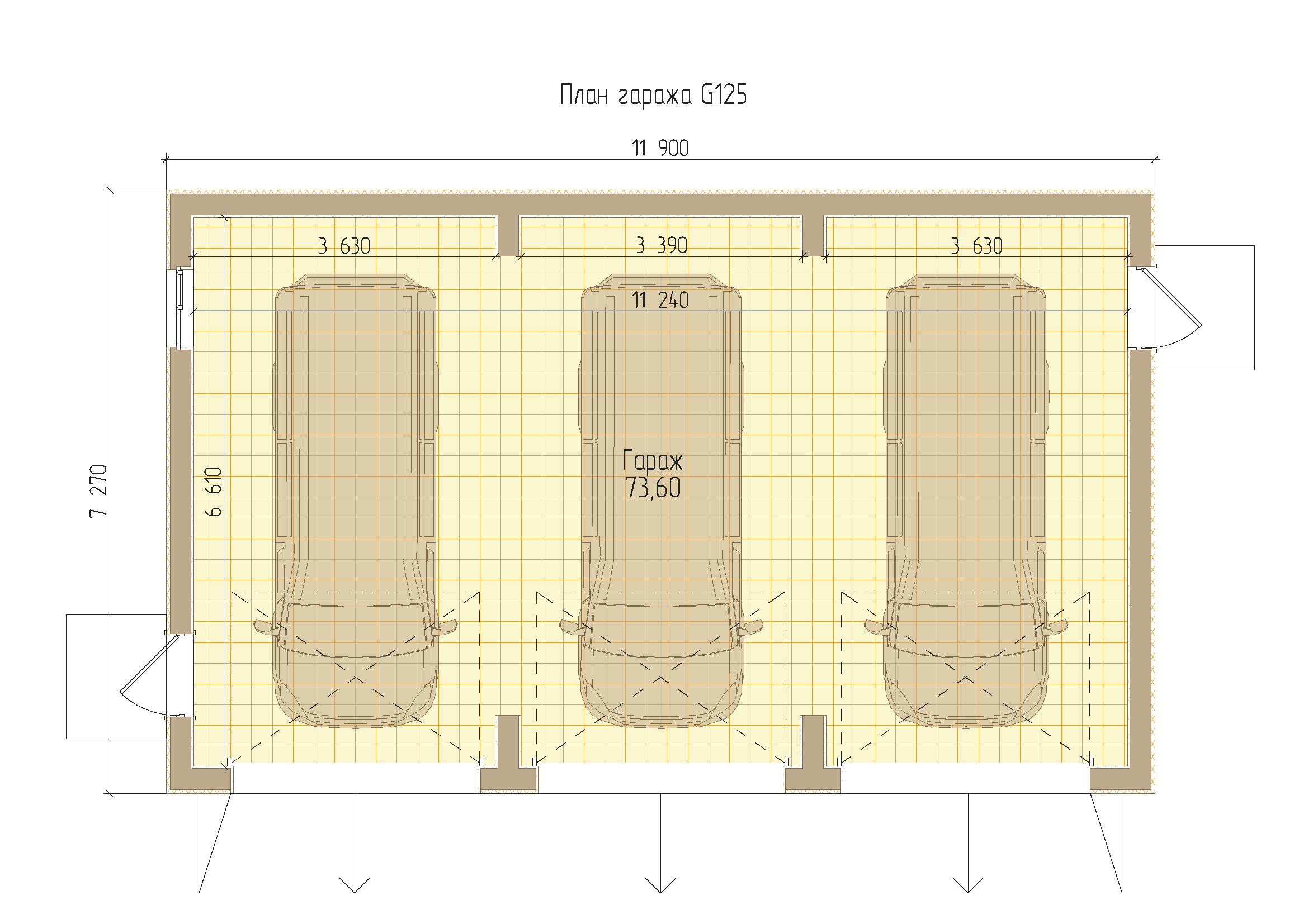 План гаража на 4 машины
