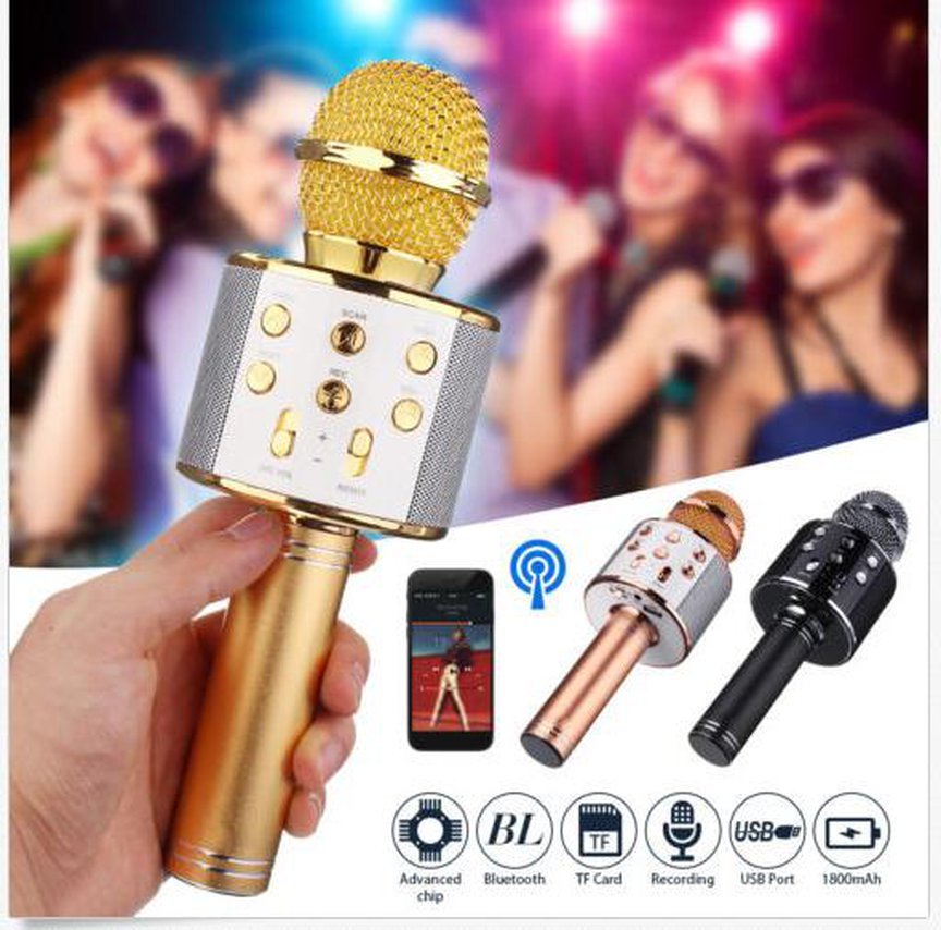  Микрофон колонка Wster WS-858 2 в 1 беспроводной