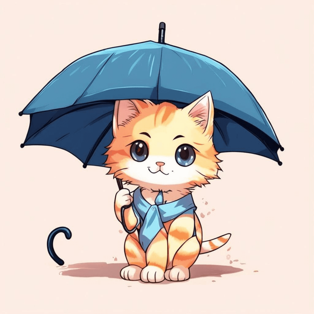 аниме котенок с зонтом аниме котенок с зонтом