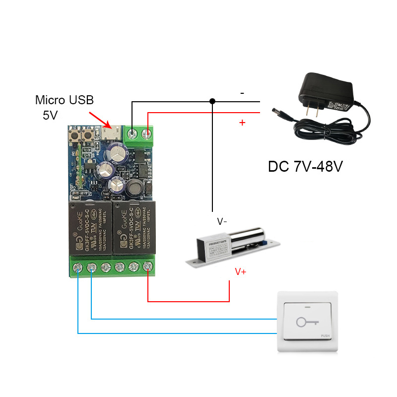 2-х канальное wi-fi реле USB5V DC7V 12V (eWeLink)