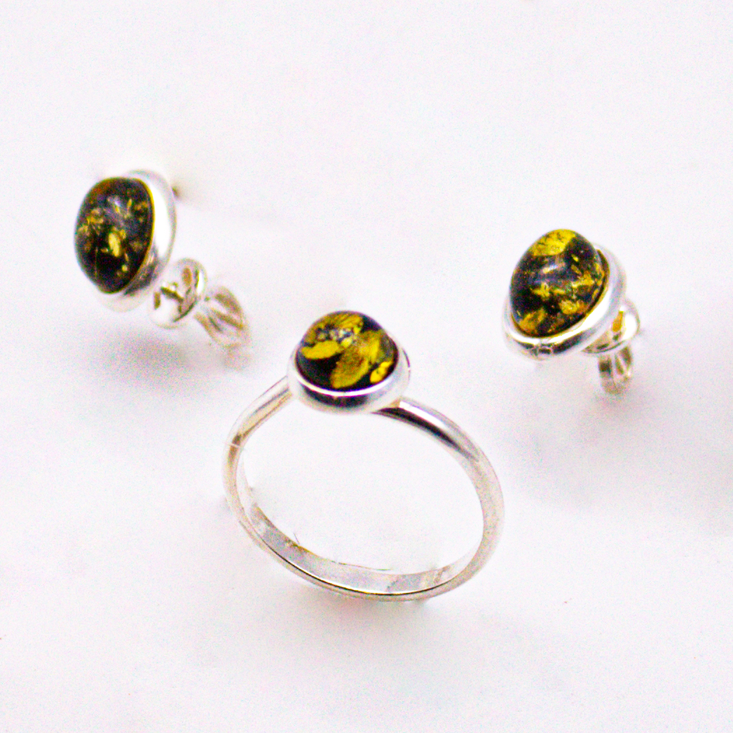 Серьги-пусеты серебро 925° с янтарем — купить авторские украшения ...