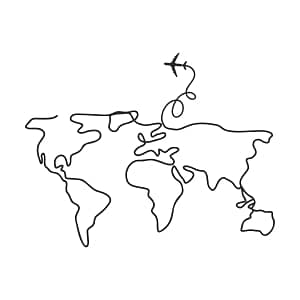 принт с самолетом Карта мира
