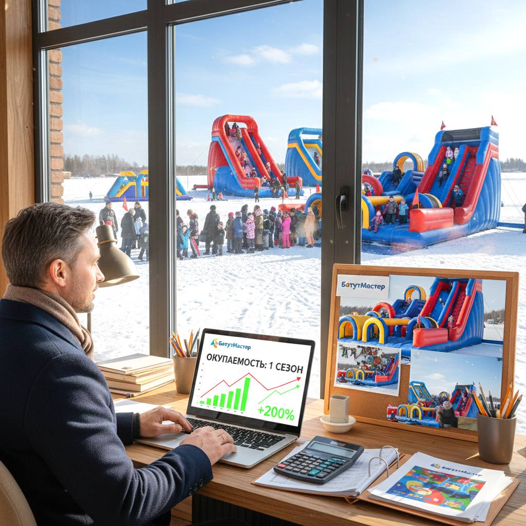 Предприниматель и зимние батуты