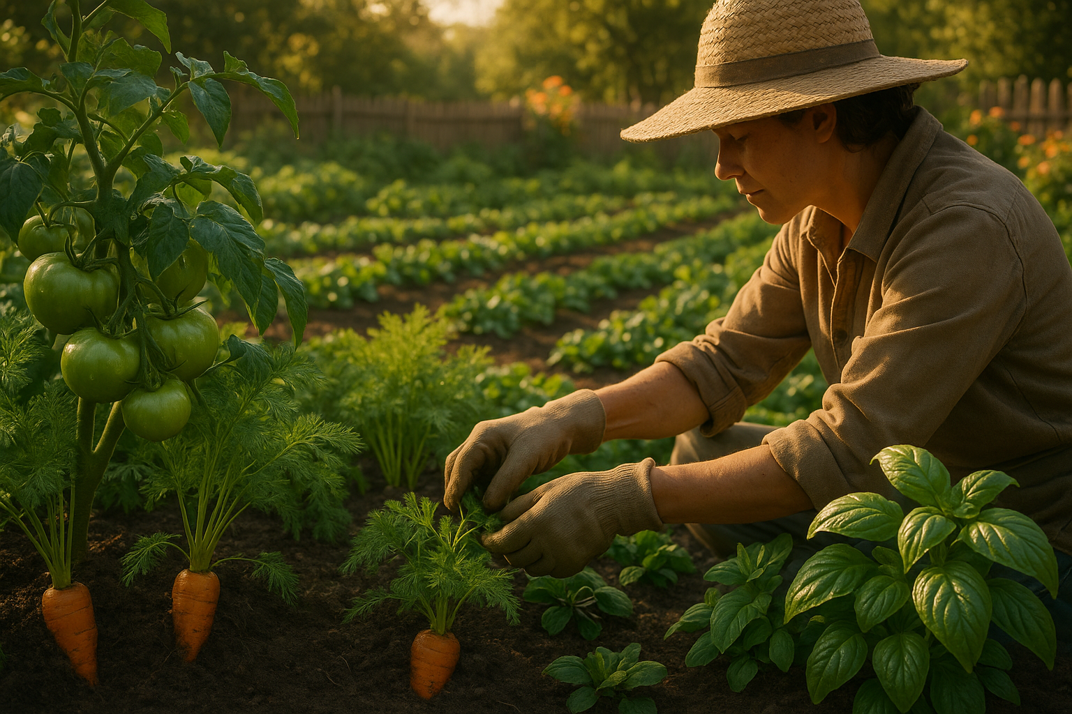 Свежий урожай овощей на грядках огорода при правильном уходе круглый год