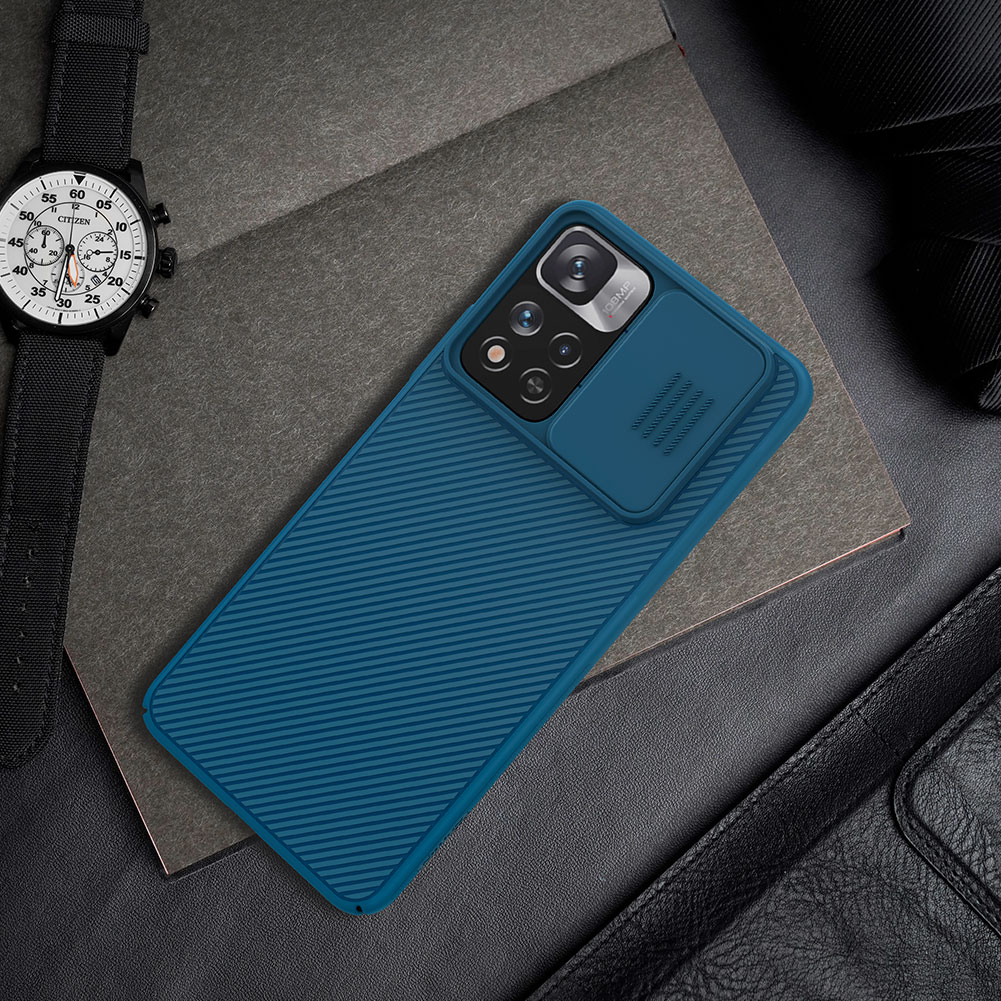 ✓ Чехол синего цвета для Xiaomi Redmi Note 11 Pro (Китай), 11 Pro+ 5G,  Xiaomi 11i (India) от Nillkin серии CamShield Case с защитной крышкой для  задней камеры - купить по отличной