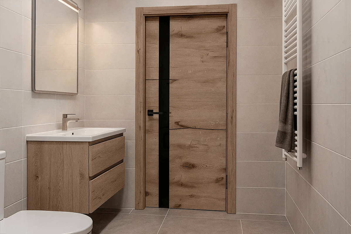 Межкомнатная дверь экошпон ЛУ-45 пацифик остеклённая