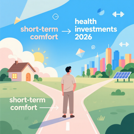 <img src="health-investments-2026-crossroads.jpg" alt="Person choosing a long term health investments path in 2026 at a crossroads">