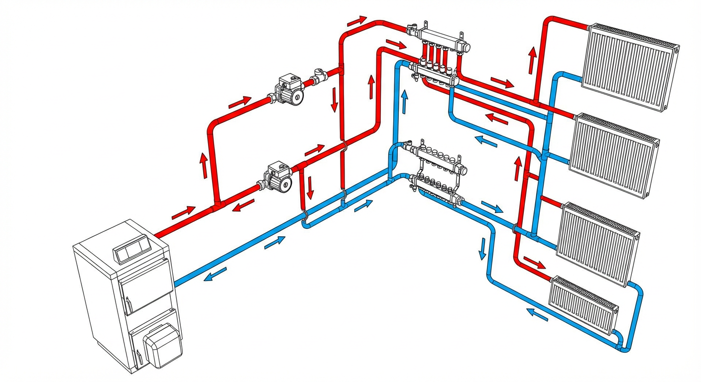 Схема циркуляции в системе отопления, гидравлический расчет