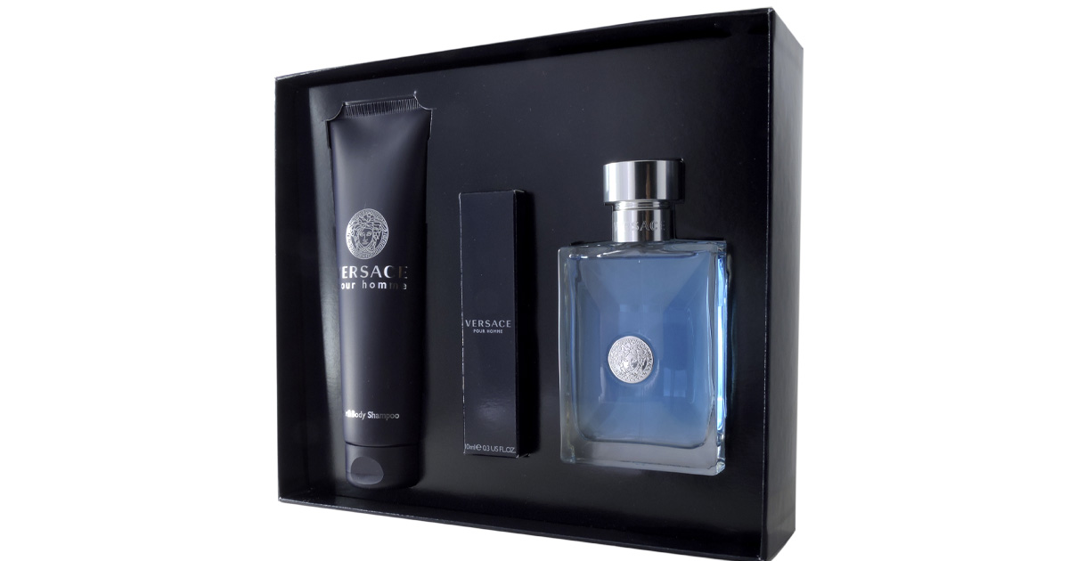 Versace Pour Homme set(edt 100 + hair&body shampoo 150 + edt travel 10) — подарочный набор для мужчин.