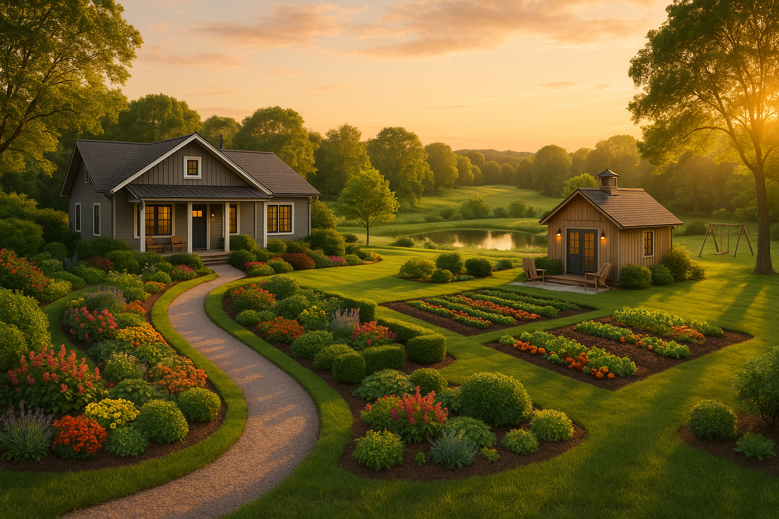 План схема участка с баней и жилым домом с зонированием территории