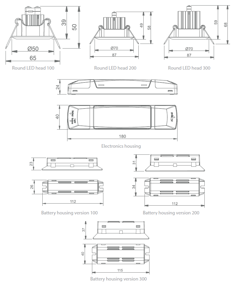 Чертеж аварийного встраиваемого потолочного светодиодного светильника Starlet White II LED SC