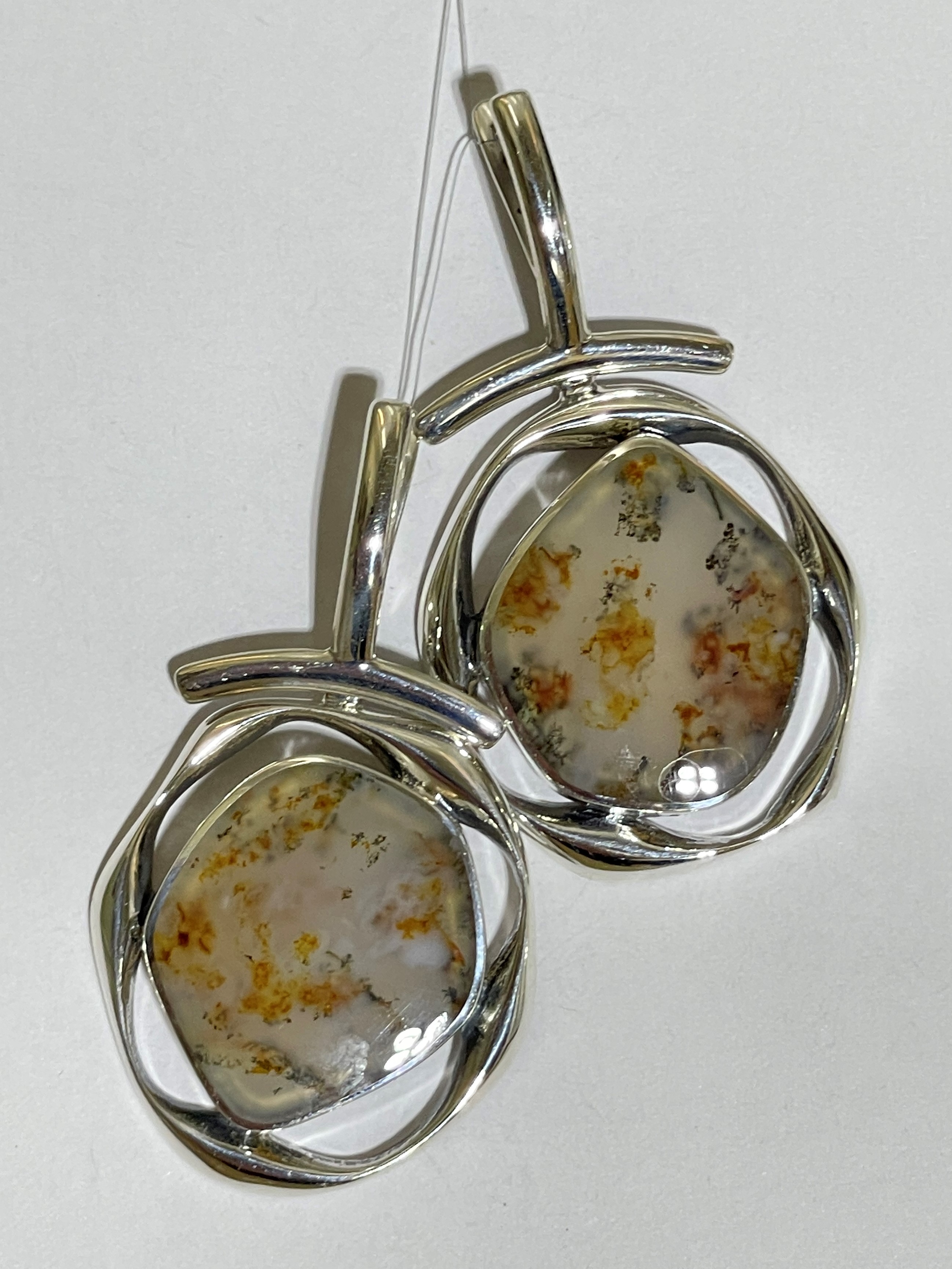 Серьги Моховой агат
