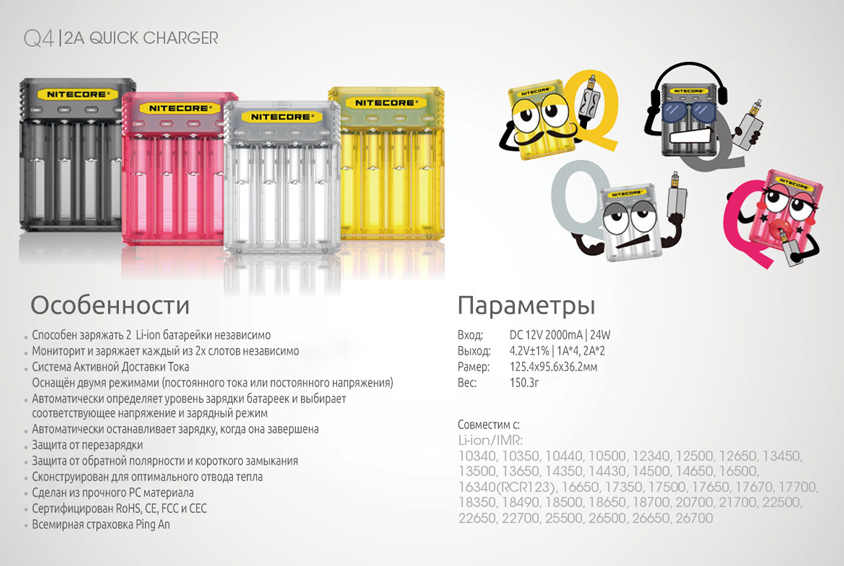 Зарядное устройство Nitecore Q4