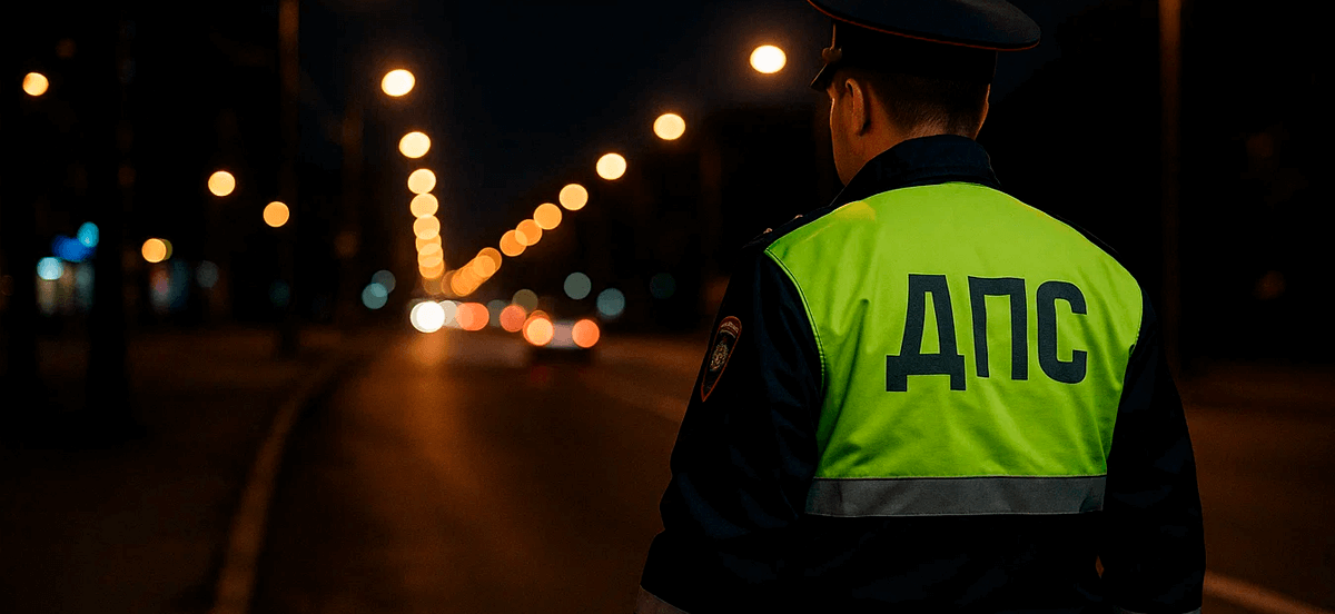 Сотрудник ДПС стоит на посту