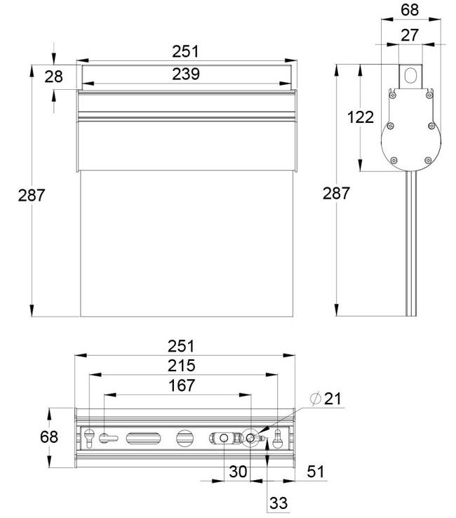 Монтажные размеры потолочного крепления указателя аварийного освещения ESC-10