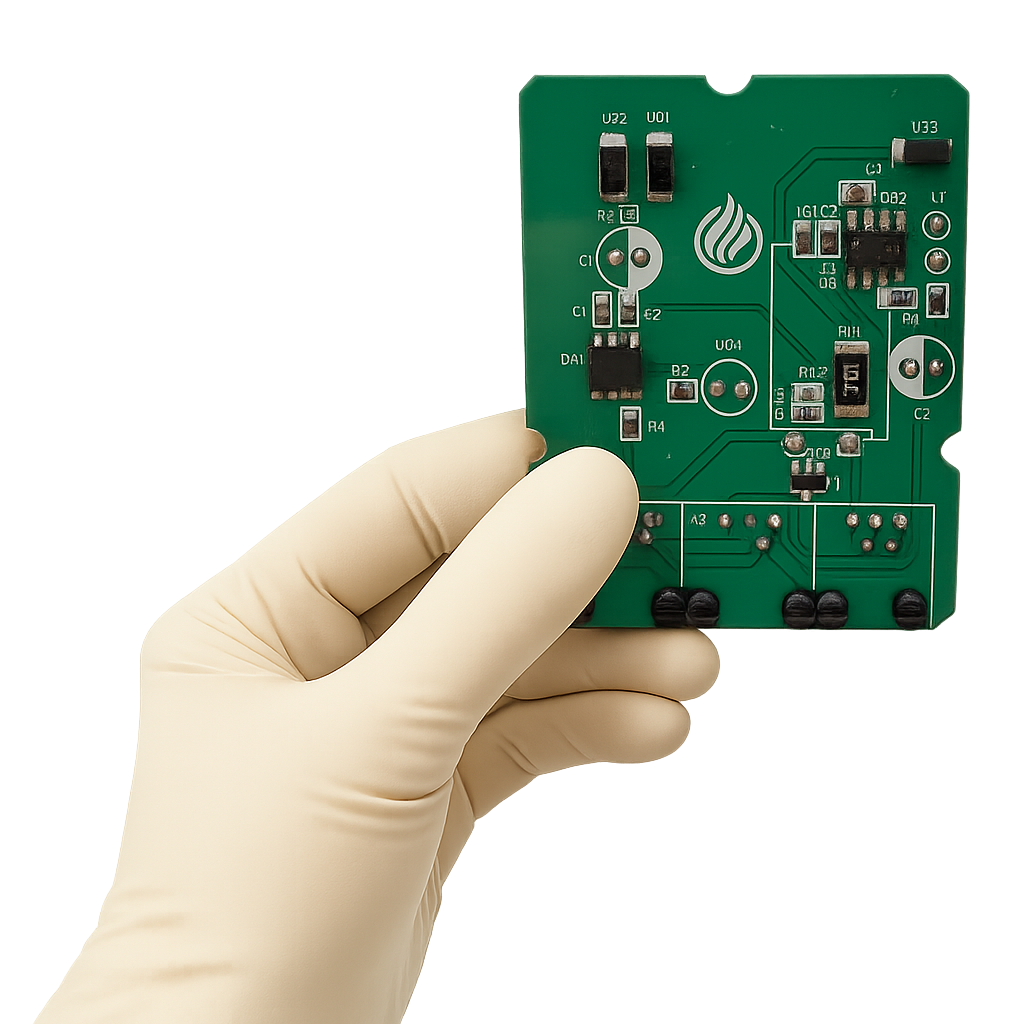 Печатная плата в руке инженера