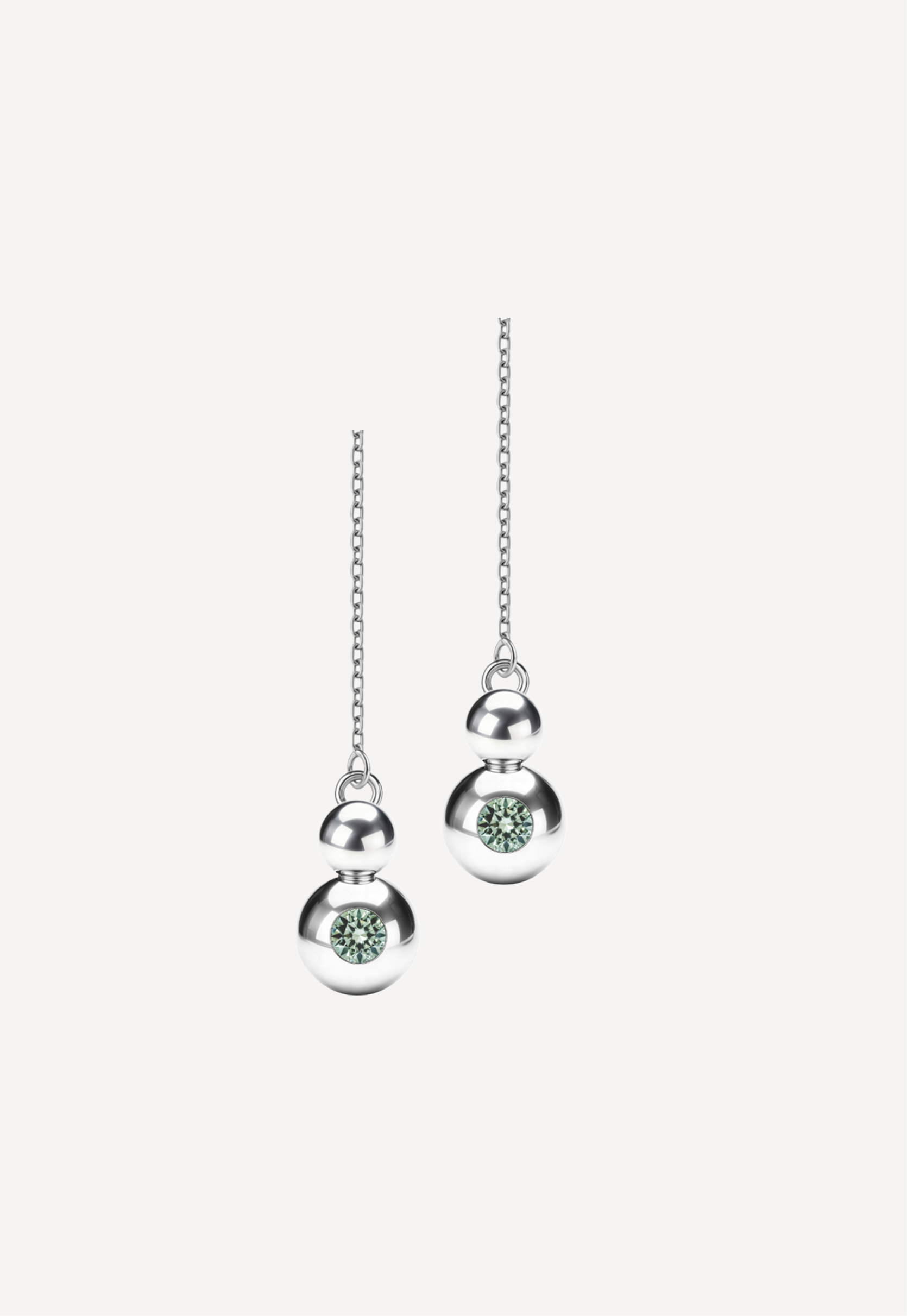 Серьги-продёвки из серебра со вставками из зелёной шпинели