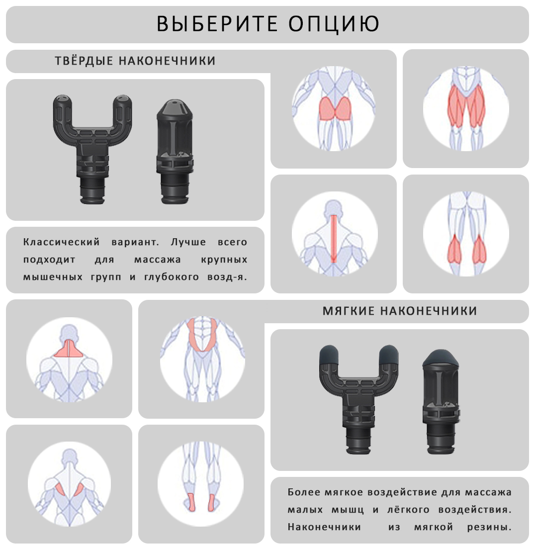 Твёрдые и мягкие массажные насадки