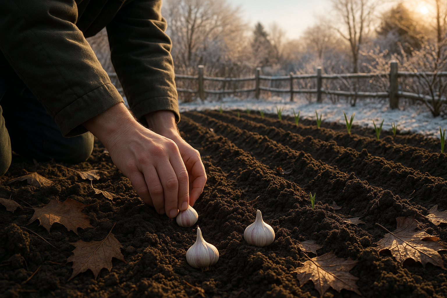 Посадка озимого чеснока под зиму: подготовка грядки и схема посадки