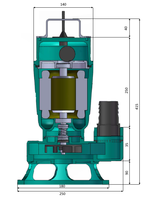 Размеры погружного фекального насоса Pumpman TPS1500A