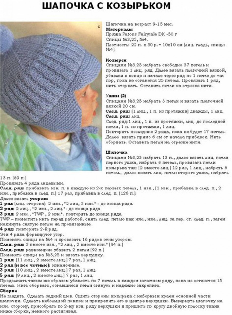 Вязание спицами шапочки для новорожденных с описанием и схемами