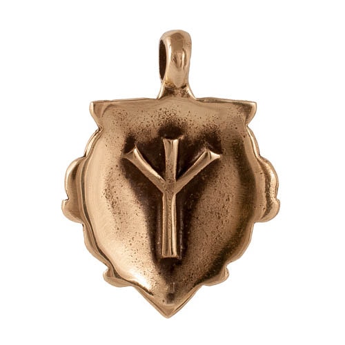 Бронзовая маска Одина, фотография с обратной стороны.