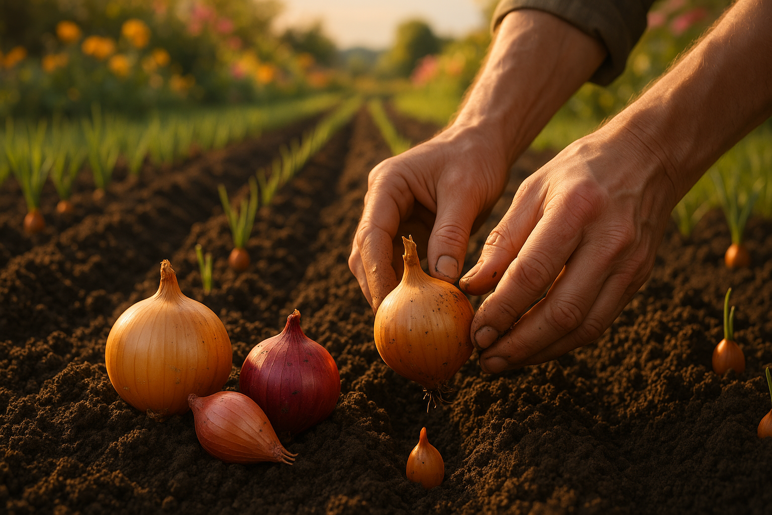 Посадка крупного репчатого лука весной на грядке с подготовленной почвой