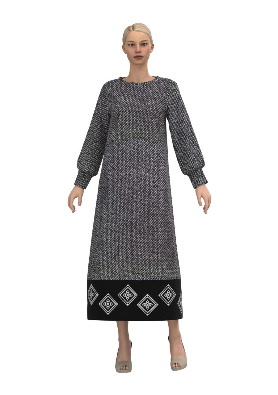Малуша. Платье льняное с вышивкой по линии низа в этностиле PL-421132