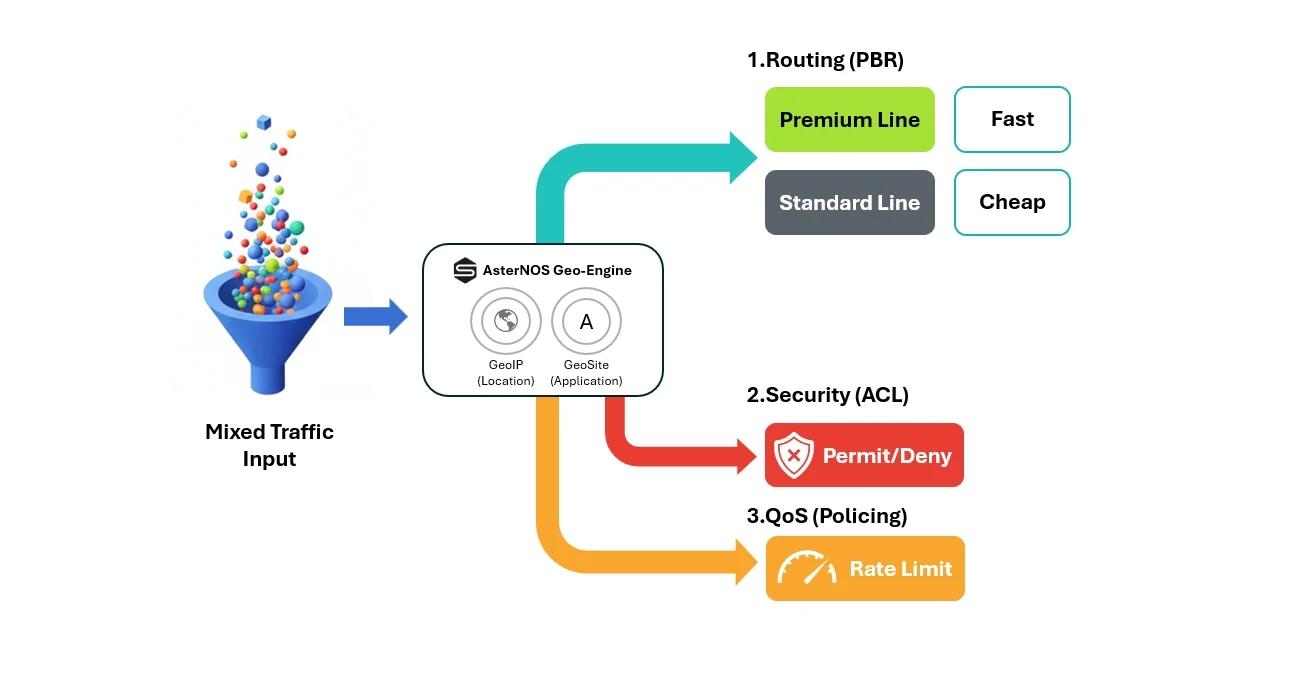 AsterNOS VPP GeoSite GeoIP routing