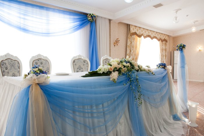 Украшение свадьбы в голубом цвете