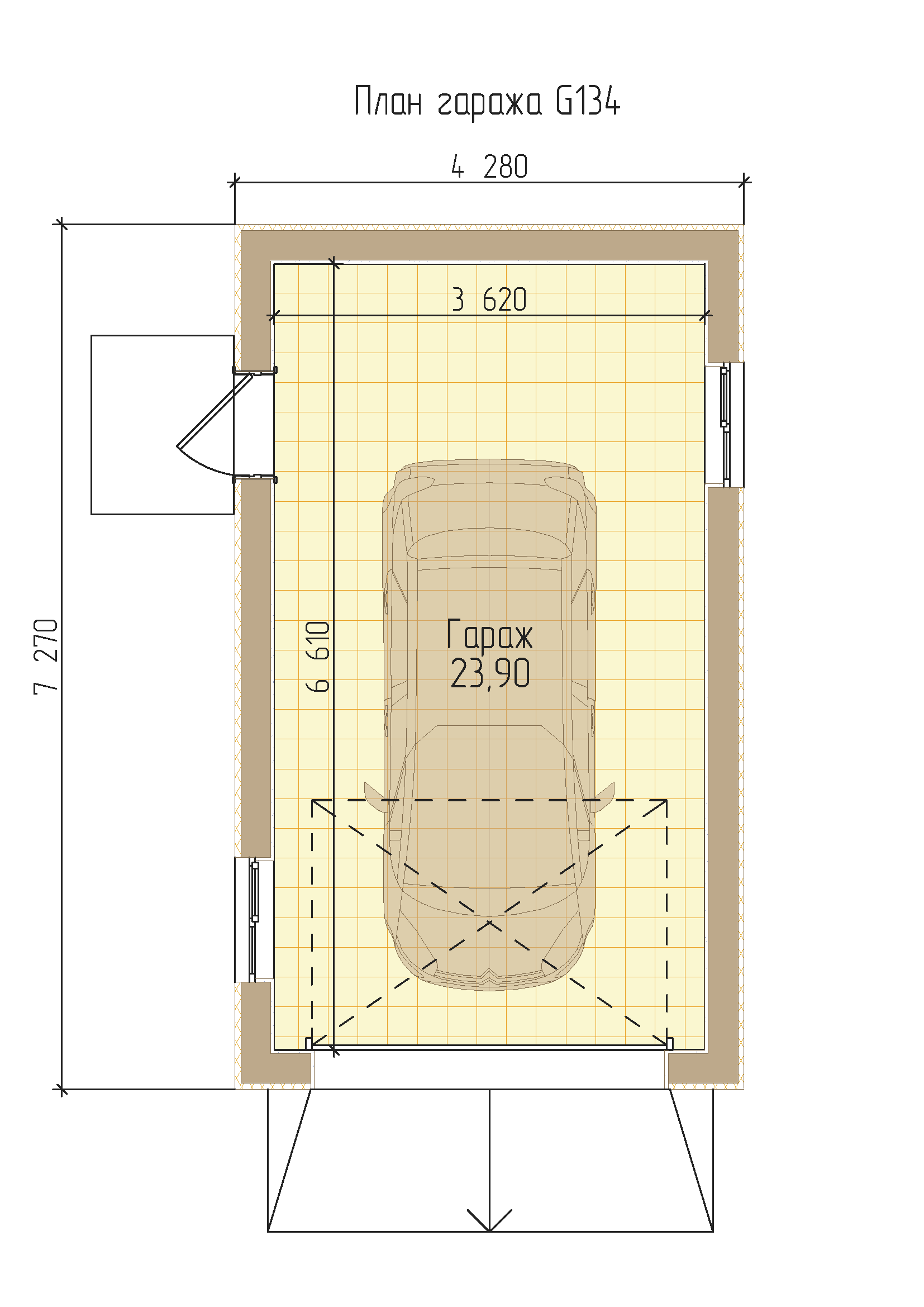 Проект удобного гаража на 1 машину G134