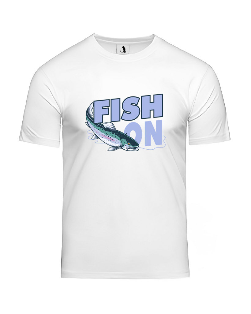 Футболка рыбака Fish On unisex классического прямого кроя белая