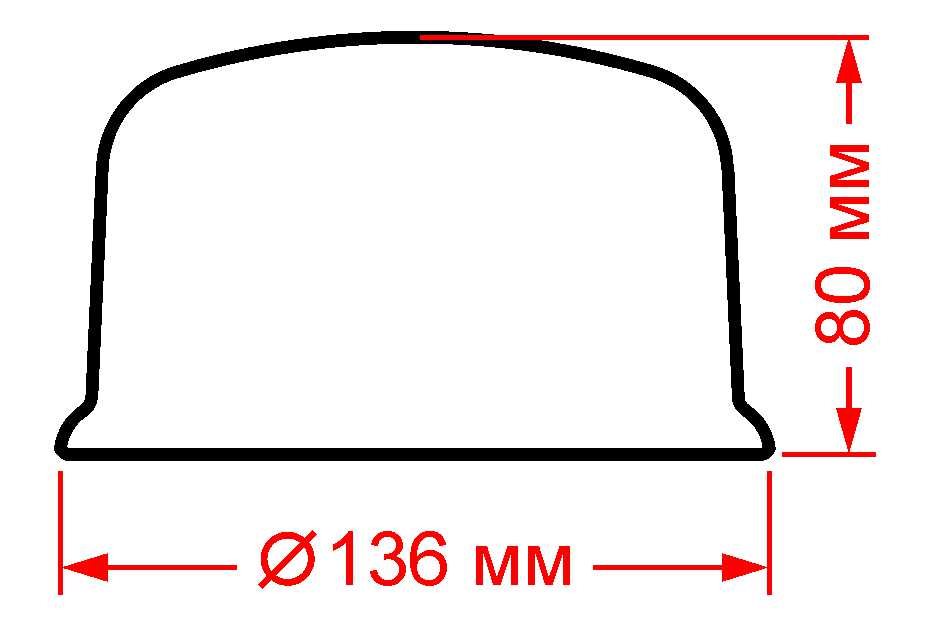 Габаритные размеры колпака 383У/7 - стекла судового светильника СС-383