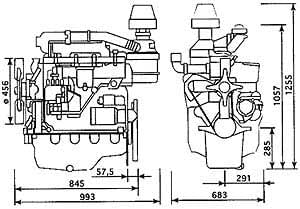 Габаритные размеры двигателя Д243