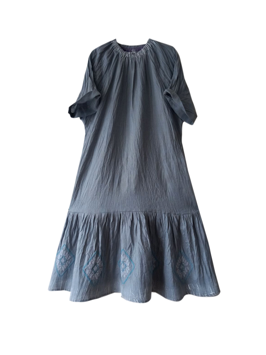 Мила. Платье льнное миди с вышивкой PL-42-5396