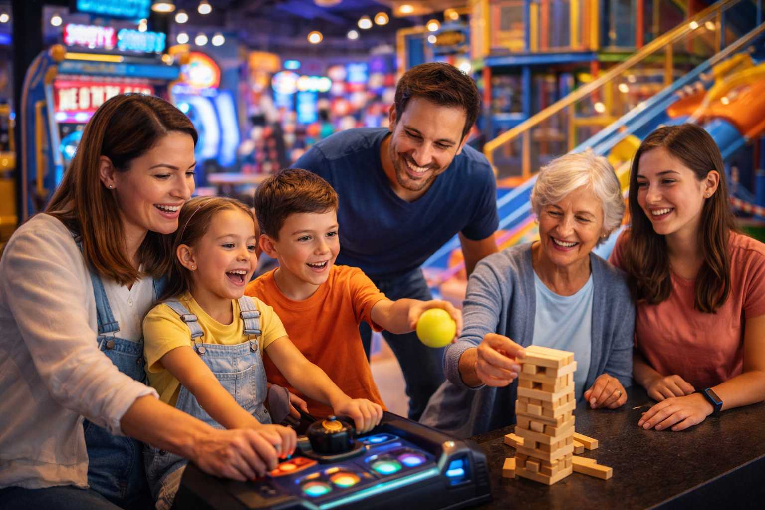 Счастливая семья в парке